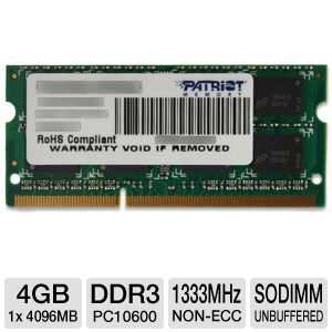 Пам'ять DDR3-1333 4 Gb Patriot 1333MHz SoDIMM - зображення 1