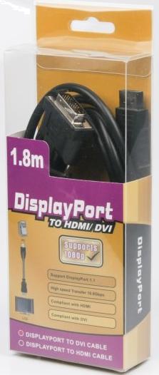 Кабель DisplayPort to DVI 18+1, 1.8m, Viewcon - зображення 2