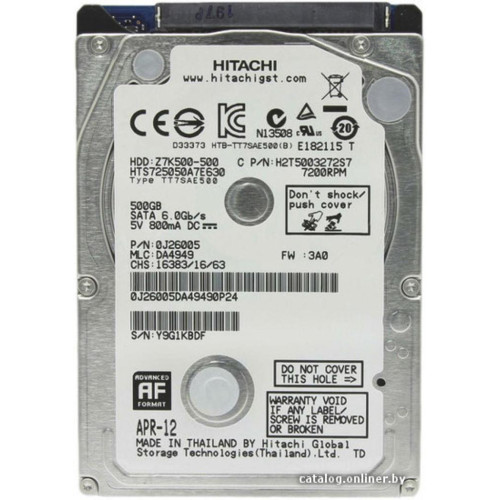 Жорсткий диск HDD Hitachi 2.5 500GB Travelstar Z7K500 HTS725050A7E630_Ref - зображення 1