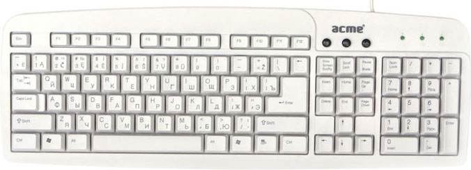Клавіатура ACME KS01, біла, USB - зображення 2