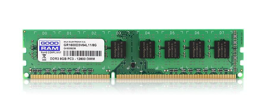 Пам'ять DDR3 RAM 8GB (1x8GB) 1600MHz Goodram PC3-12800 CL11, 1.35V - зображення 1