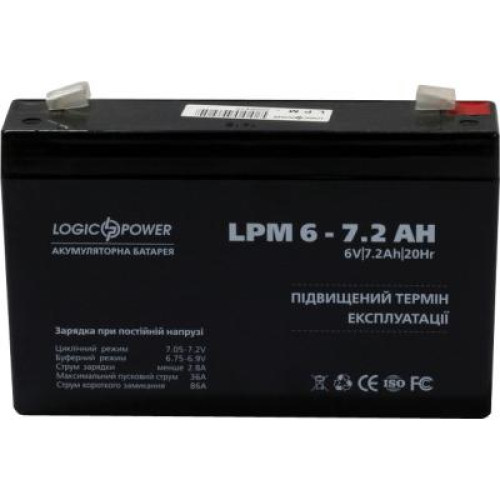 Акумуляторна батарея Logicpower 6В 7.2 Агод - зображення 2