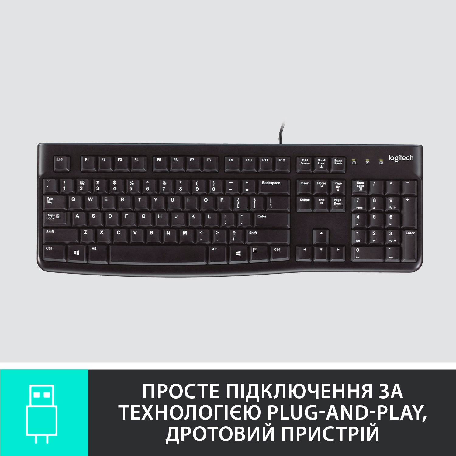 Клавіатура Logitech K120 black USB - зображення 4