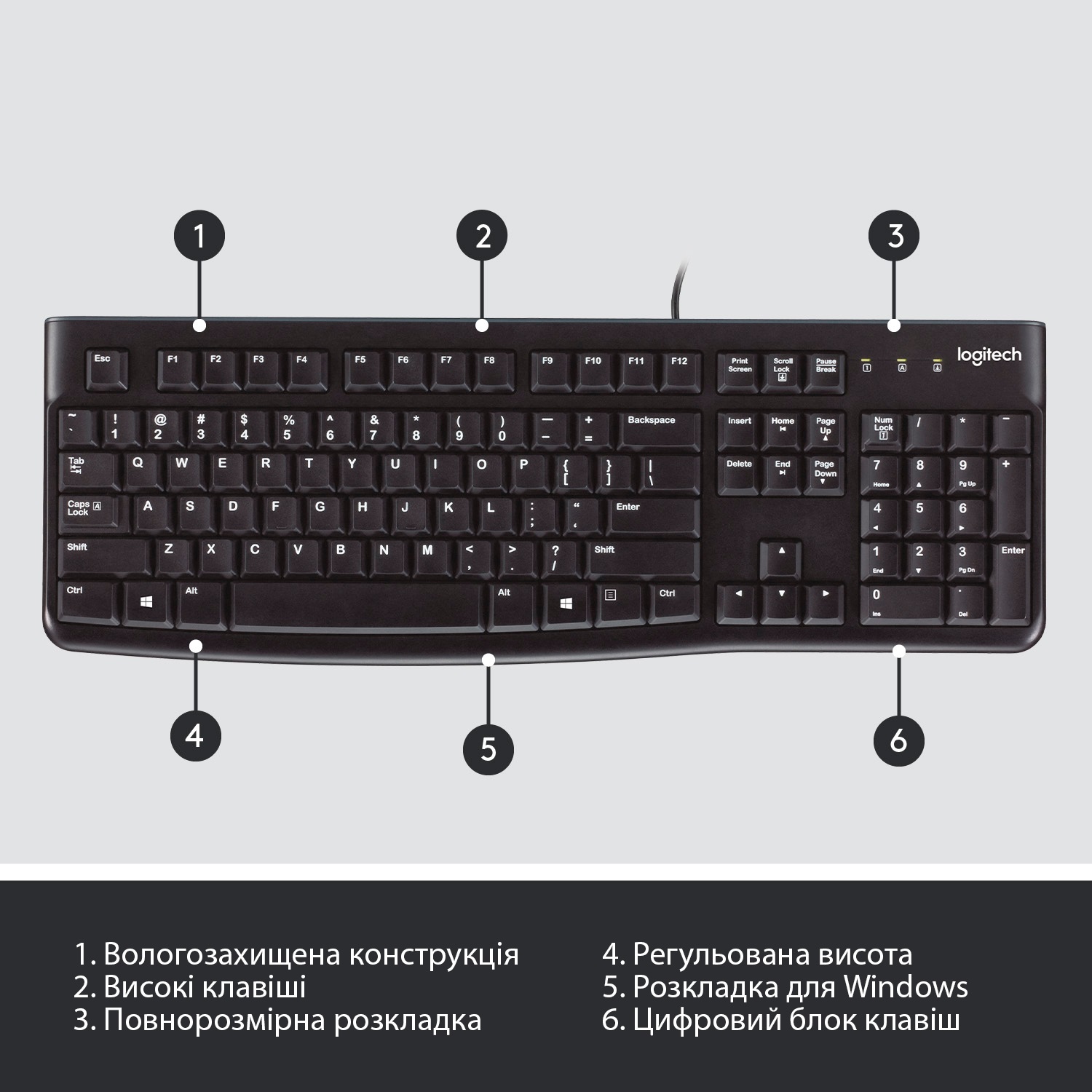 Клавіатура Logitech K120 black USB - зображення 7