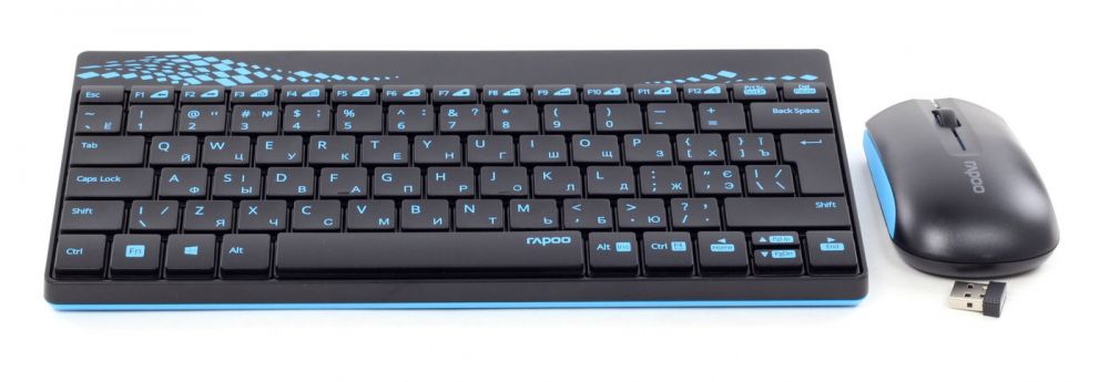 Клавіатура+мишка Rapoo 8000 wireless Blue - зображення 1