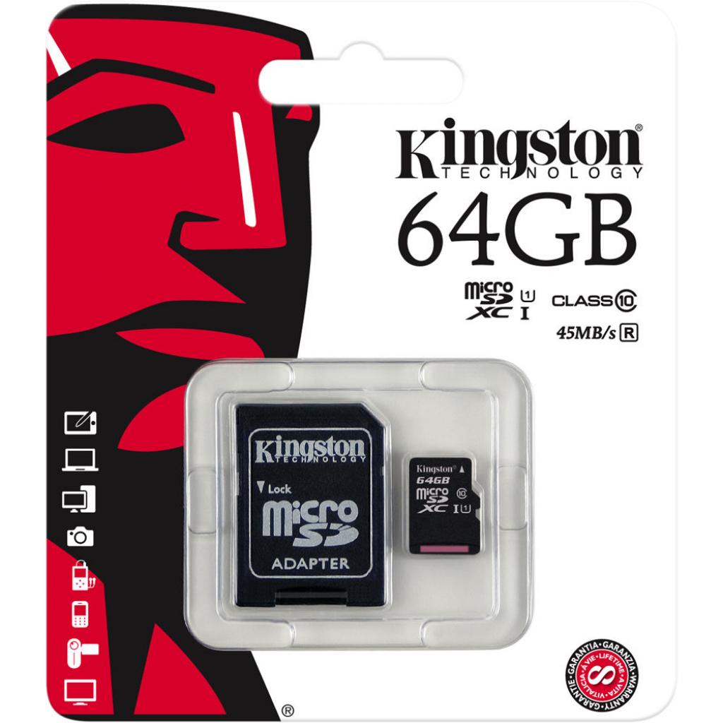 MicroSDXC 64 Gb Kingston class 10 UHS-I - зображення 2