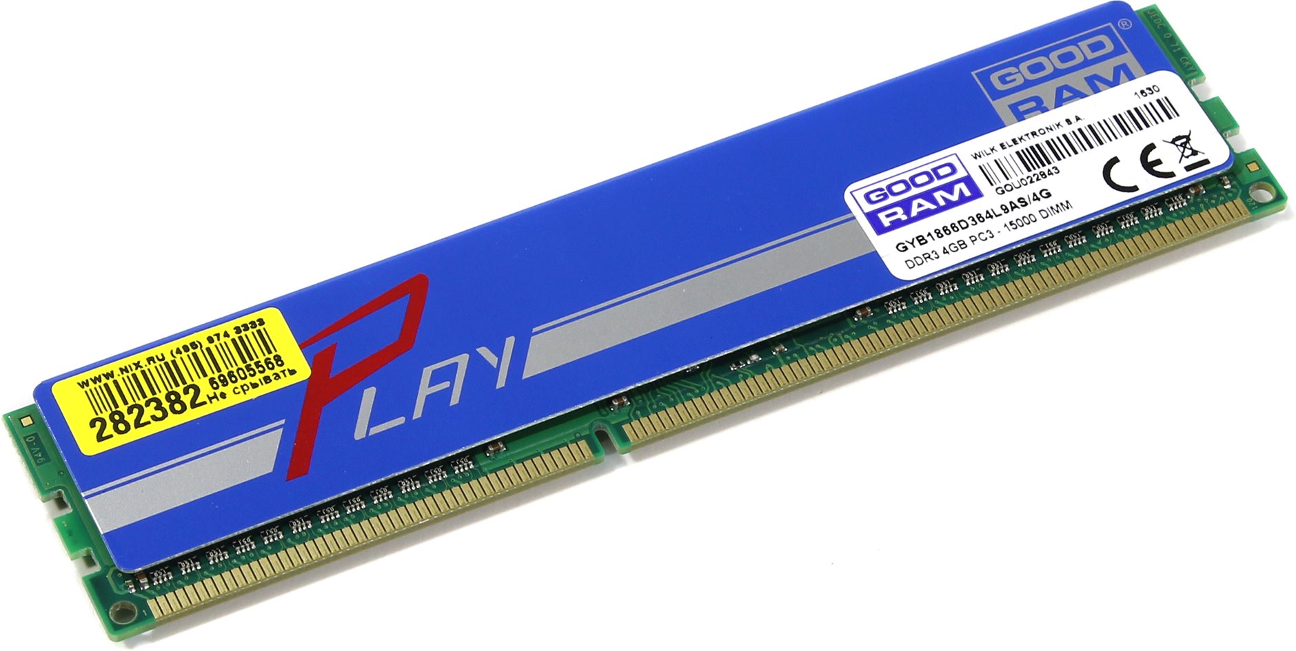 Пам'ять DDR3 RAM 4GB 1866MHz Goodram Play Blue (GYB1866D364L9AS\/4G) - зображення 1