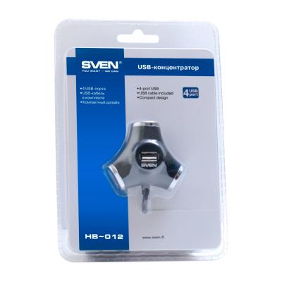 Концентратор USB 2.0 SVEN HB-012 black 4 порти - зображення 3