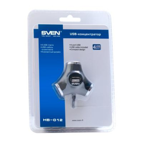 Концентратор USB 2.0 SVEN HB-012 black 4 порти - зображення 4