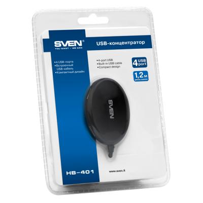 Концентратор USB 2.0 SVEN HB-401 black 4 порти - зображення 2