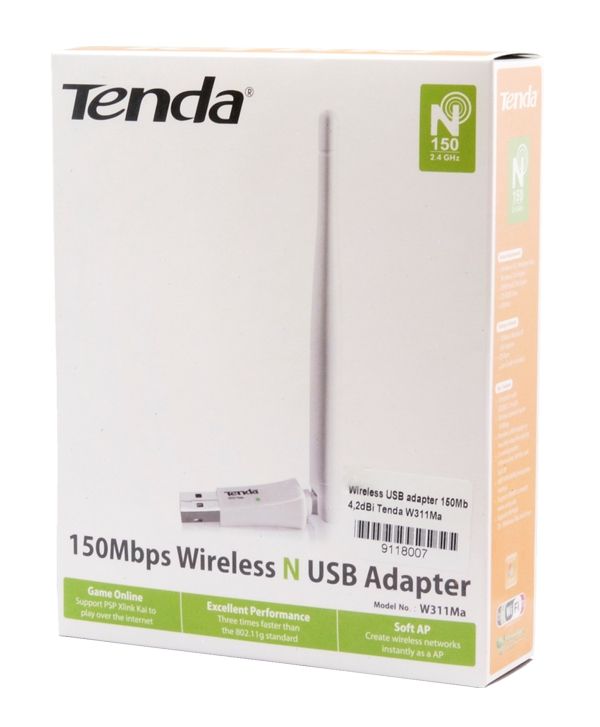 Мережева карта Wireless USB Wi-Fi TENDA W311MA - зображення 2