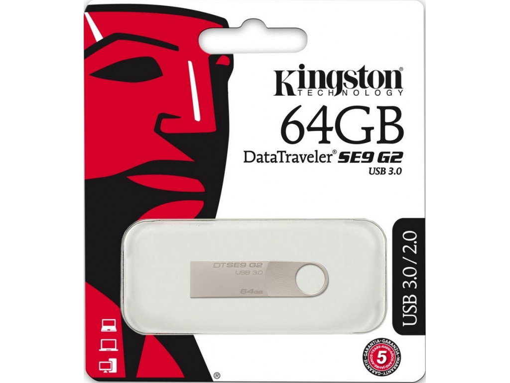 Флеш пам'ять USB 64 Gb Kingston SE9 G2 Silver - зображення 3