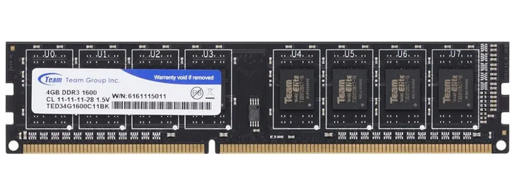 Пам'ять DDR3 RAM 4Gb 1600Mhz Team Elite (TED34G1600C1101) - зображення 1