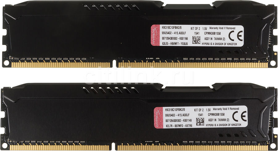 Пам'ять DDR3 RAM 8GB (2x4GB) 1866MHz Kingston HyperX Fury Black (HX318C10FBK2\/8) PC3-14933 CL10 - зображення 2