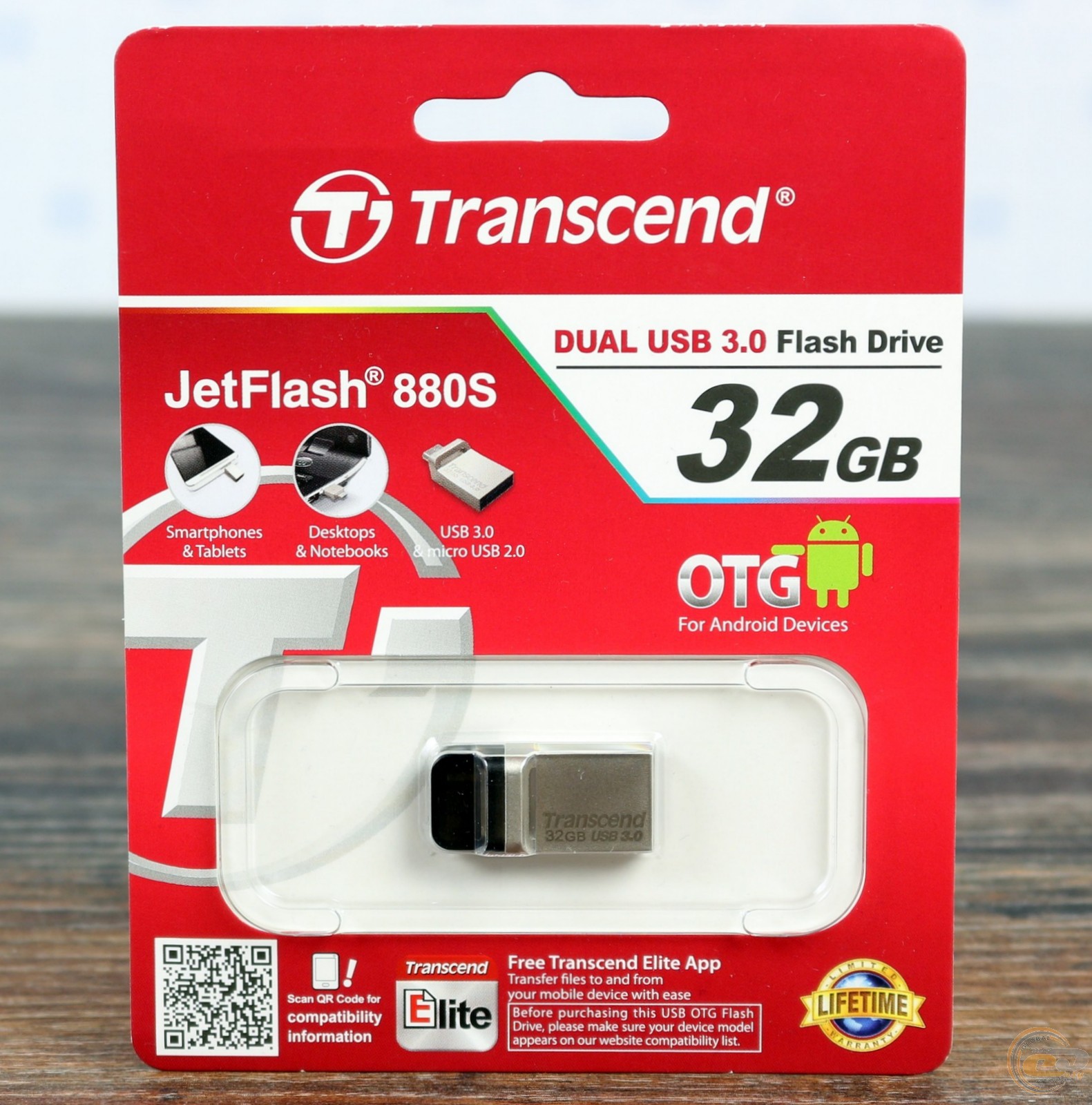 Флеш пам'ять USB 32 Gb Transcend JetFlash 880S USB 3.0 OTG - зображення 2