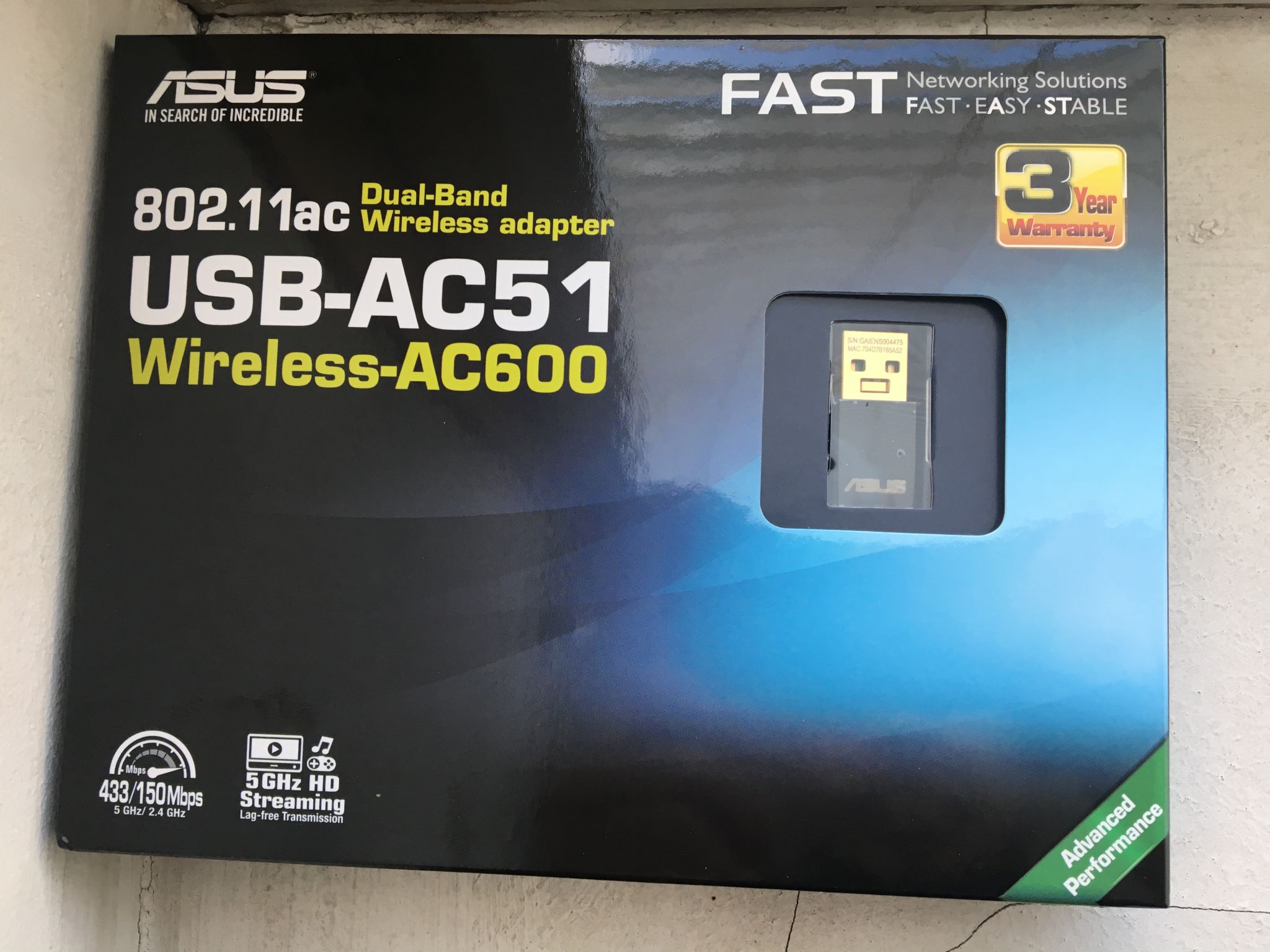 Мережева карта Wireless ASUS USB-AC51 - зображення 3