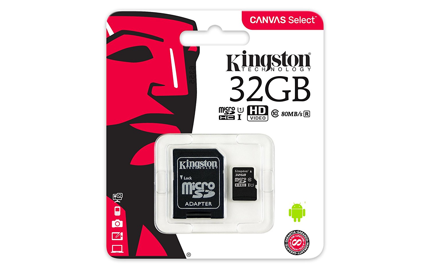 MicroSDHC 32 Gb Kingston Canvas Select class 10 UHS-I - зображення 1
