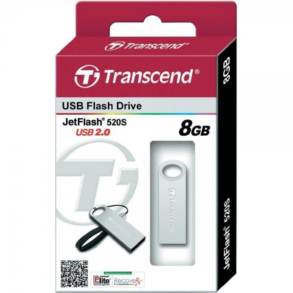 Флеш пам'ять USB 8 Gb Transcend JetFlash 520 Silver USB 2.0 - зображення 2