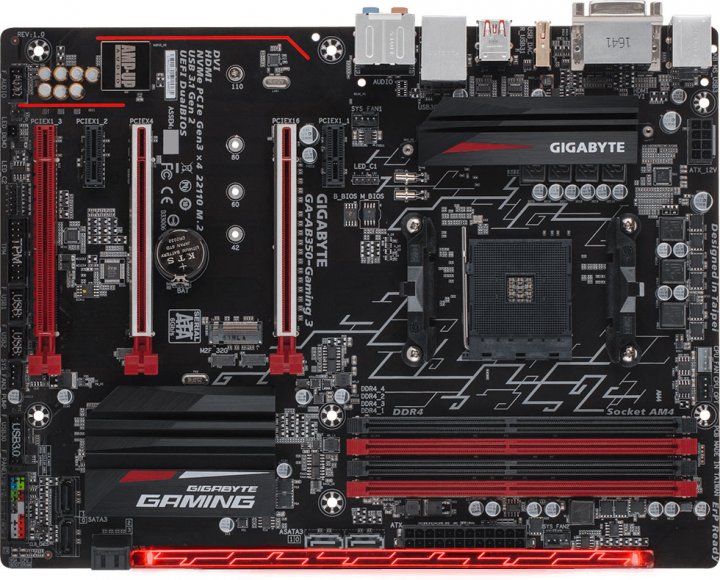 Мат. плата AM4 Gigabyte GA-AB350-Gaming 3 - зображення 1