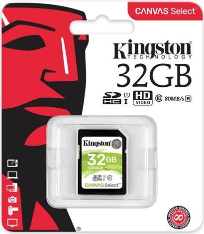 Secure Digital card 32 Gb Kingston Canvas Select class 10 UHS-I - зображення 1