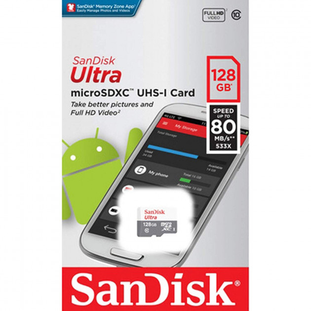 MicroSDXC 128 Gb SANDISK Ultra class 10 UHS-I - зображення 3