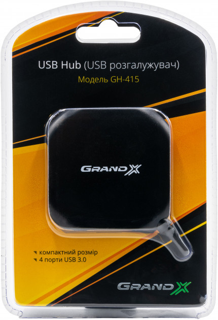 Концентратор USB 3.0 Grand-X GH-415 4 порти - зображення 2