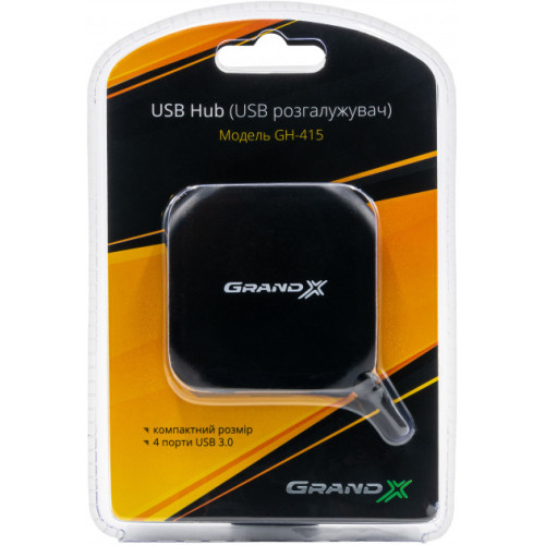 Концентратор USB 3.0 Grand-X GH-415 4 порти - зображення 3