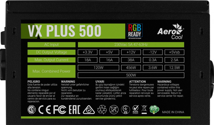 БЖ 500Вт AeroCool VX PLUS 500 RGB - зображення 3