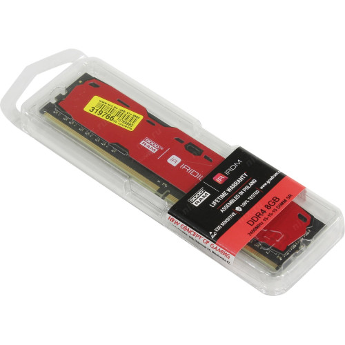 Пам'ять DDR4 RAM 8Gb (1x8Gb) 2400Mhz Goodram Iridium Red (IR-R2400D464L15S\/8G) - зображення 2