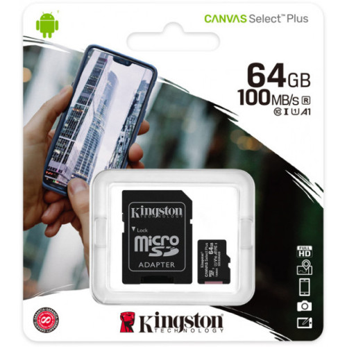 MicroSDXC 64 Gb Kingston Canvas Select Plus class 10 UHS-I A1 - зображення 3