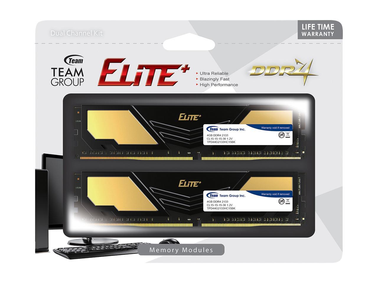 Пам'ять DDR4 RAM_16Gb (2x8Gb) 2400Mhz Team Elite Plus Black (TPD416G2400HC16DC01) - зображення 3