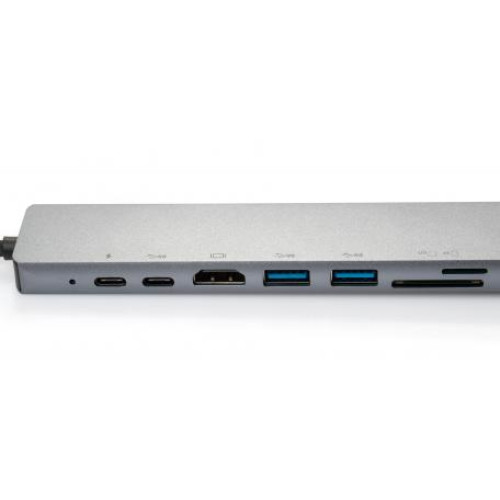 Концентратор Vinga Type-C to 4K HDMI + 2xUSB3.0 + GigabitLAN + SD + 2x USB Type-C PD aluminium - зображення 2