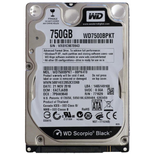 Жорсткий диск HDD WD 2.5 750GB WD7500BPKT_ - зображення 1