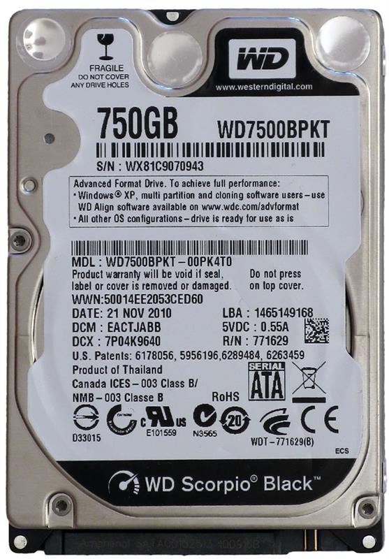 Жорсткий диск HDD WD 2.5 750GB WD7500BPKT_ - зображення 1