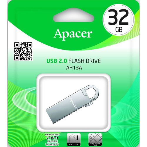 Флеш пам'ять USB 32 Gb Apacer AH13A Silver USB2.0, брелок - зображення 3