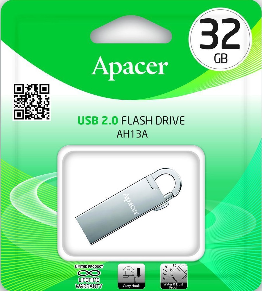 Флеш пам'ять USB 32 Gb Apacer AH13A Silver USB2.0, брелок - зображення 3