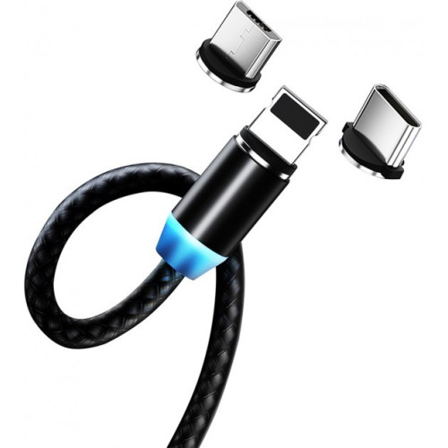 Кабель USB2 ColorWay Magnetic 3 в 1 USB-Lightning\/MicroUSB\/USB Type-C (CW-CBUU020-BK) - зображення 3