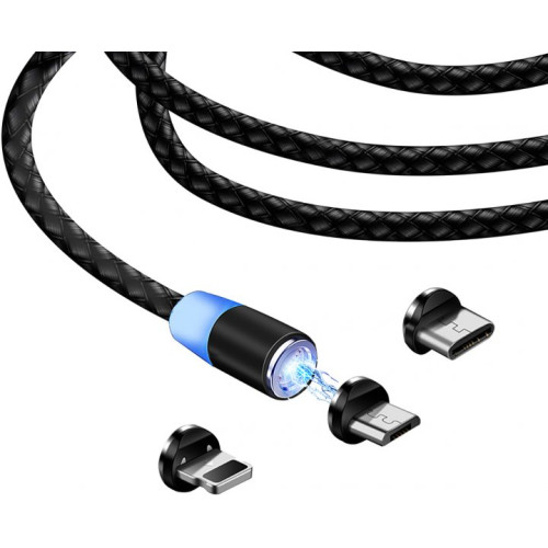 Кабель USB2 ColorWay Magnetic 3 в 1 USB-Lightning\/MicroUSB\/USB Type-C (CW-CBUU020-BK) - зображення 5