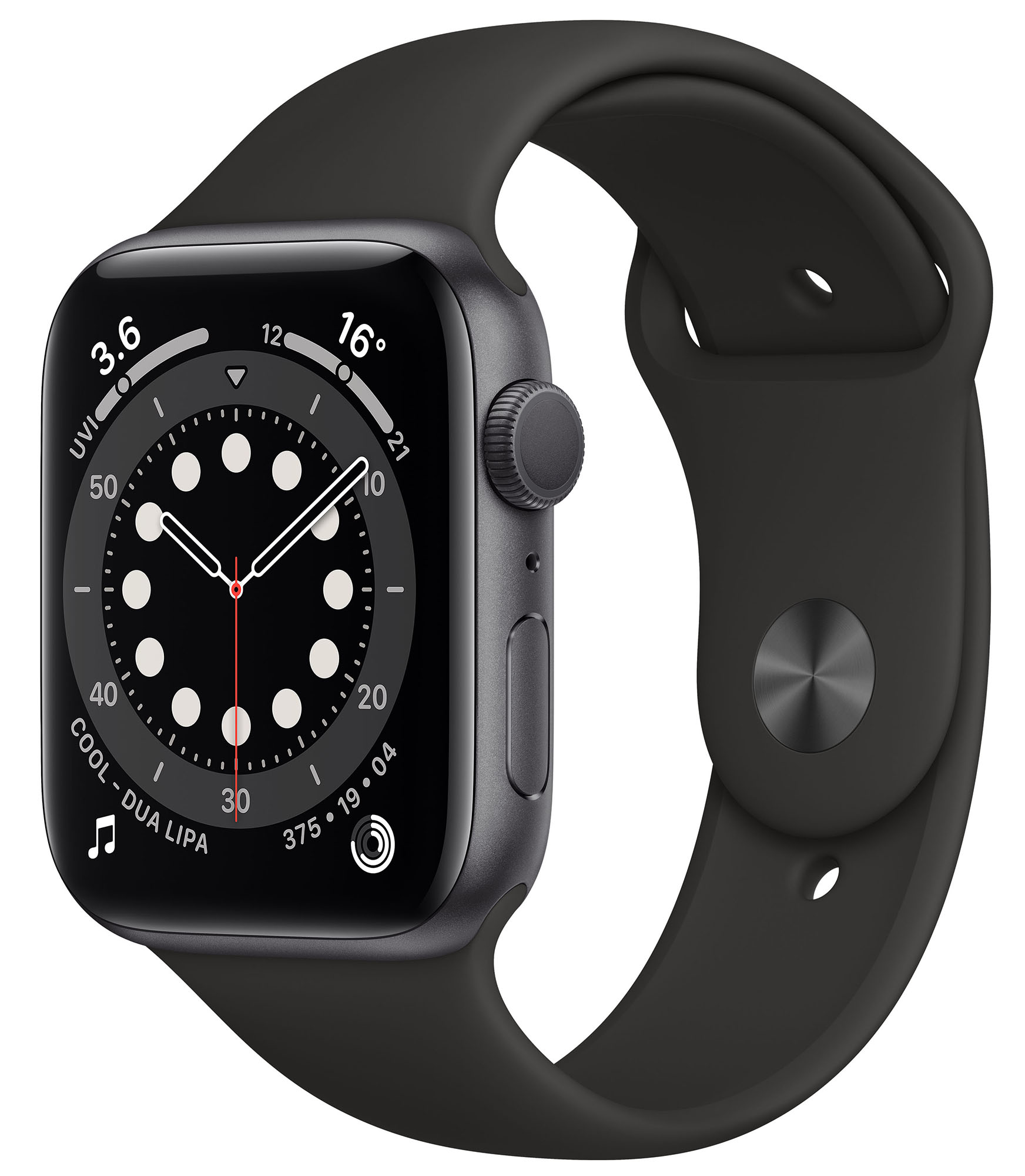 Смарт годинник Apple Watch Series 6 44mm Space Gray Aluminum Case with Black Sport Band M00H3 - зображення 2