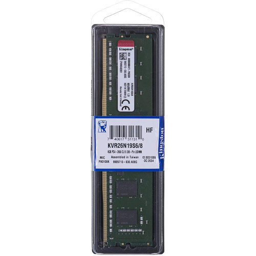 Пам'ять DDR4 RAM 8Gb (1x8Gb) 2666Mhz Kingston (KVR26N19S8\/8) - зображення 2