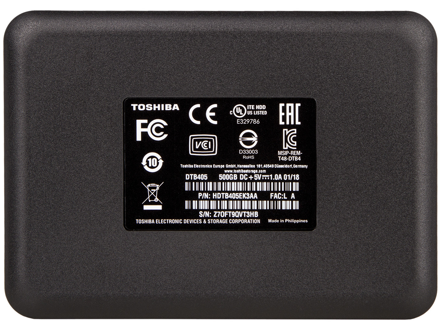 Зовнішній жорсткий диск HDD 500GB Toshiba 2.5 (HDTB405EK3AA) - зображення 5