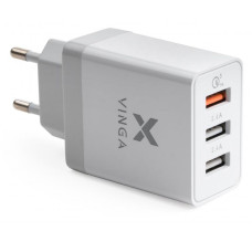Зарядний пристрій Vinga 3 Port USB Charger QС3.0 + 2x2.4A 30W max (VCPWCHQC3)