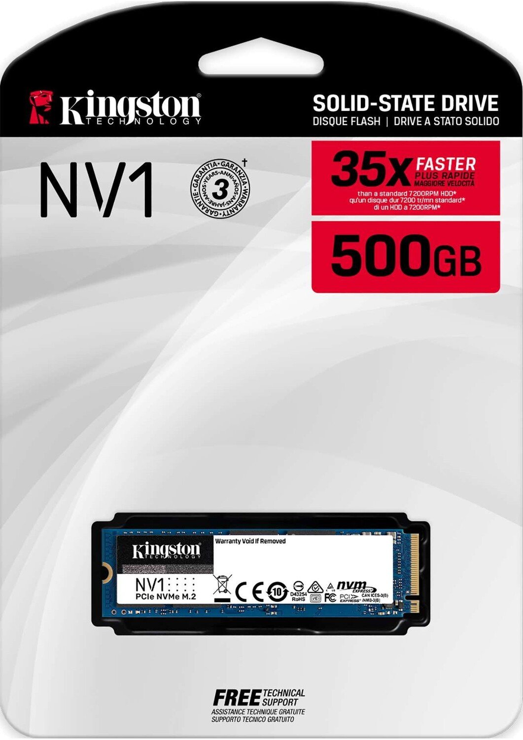 Накопичувач SSD NVMe M.2 500GB Kingston NV1 (SNVS\/500G) - зображення 3