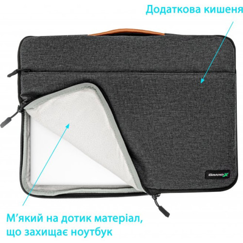 Чохол-сумка для ноутбука 15.6 Grand-X SLX-15D Dark Grey - зображення 4