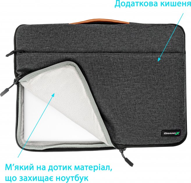 Чохол-сумка для ноутбука 15.6 Grand-X SLX-15D Dark Grey - зображення 4