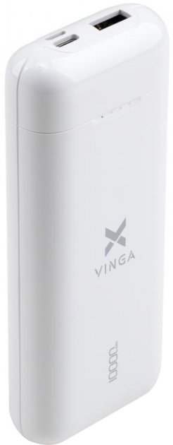 Батарея POWER BANK Vinga 10000 mAh glossy white - зображення 1