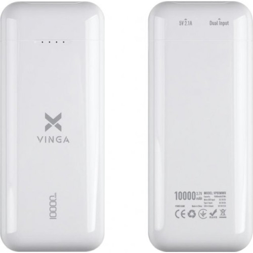 Батарея POWER BANK Vinga 10000 mAh glossy white - зображення 5