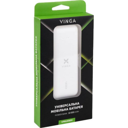 Батарея POWER BANK Vinga 10000 mAh glossy white - зображення 6