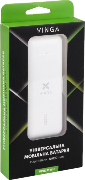 Батарея POWER BANK Vinga 10000 mAh glossy white - зображення 6