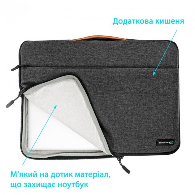 Чохол-сумка для ноутбука 13.3 Grand-X SLX-13D Dark Grey - зображення 4